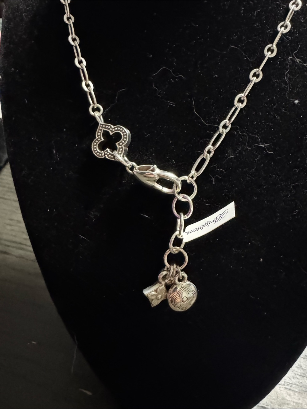 Brighton Silver-Tone Clover Charm Necklace with Dangle Charms